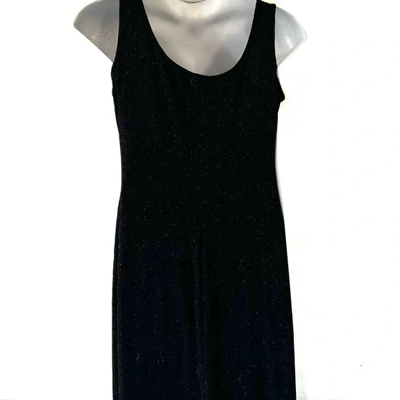 Alex Evenings Long Black Sparkly Dress Sz 14 Sleeveless Holiday Party Event - Picture 3 of 6
